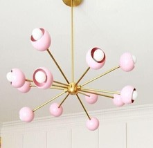 Mid Century Colorful Sputnik Chandelier Light Fixture Ceiling Lamp Modern Brass - £206.60 GBP