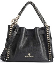 Michael Kors Mina Black Leather Gold Chain Small X-BODY Shoulder Bagnwt! - £201.76 GBP