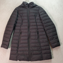 Nautica Puffer Coat Womens Small Gray Polyester Long Sleeve Hooded Full Zipper - £25.83 GBP