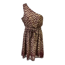 Ophelia For FC Womens A Line Dress Multicolor Brown Chevron One Shoulder M - £18.75 GBP