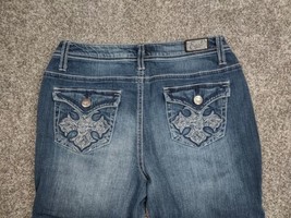 Earl Jeans Womens 6 Blue Denim Slim Bootcut Mid Rise Stretch Embelished ... - $14.99