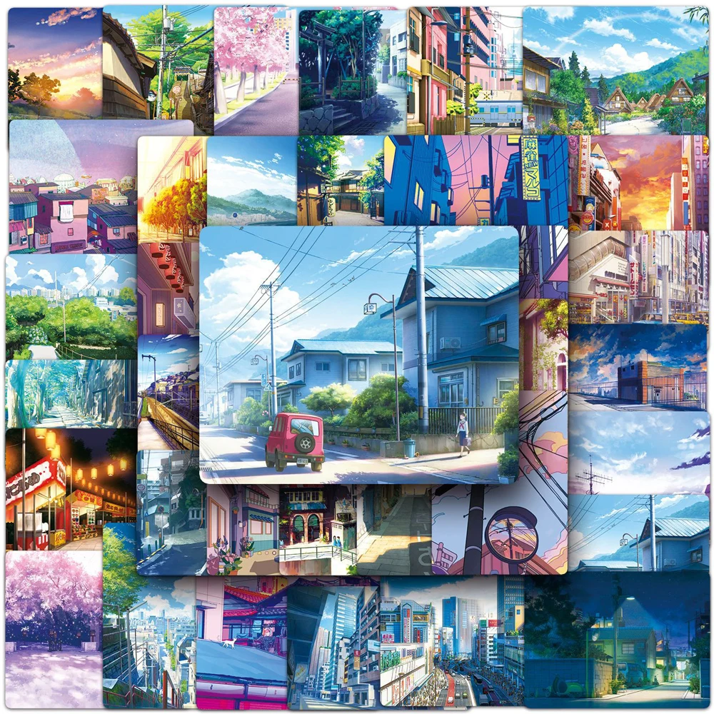 10/30/50pcs   Street View scape Stickers Aesthetic Decal Scrapbook Phone Diary L - £61.56 GBP