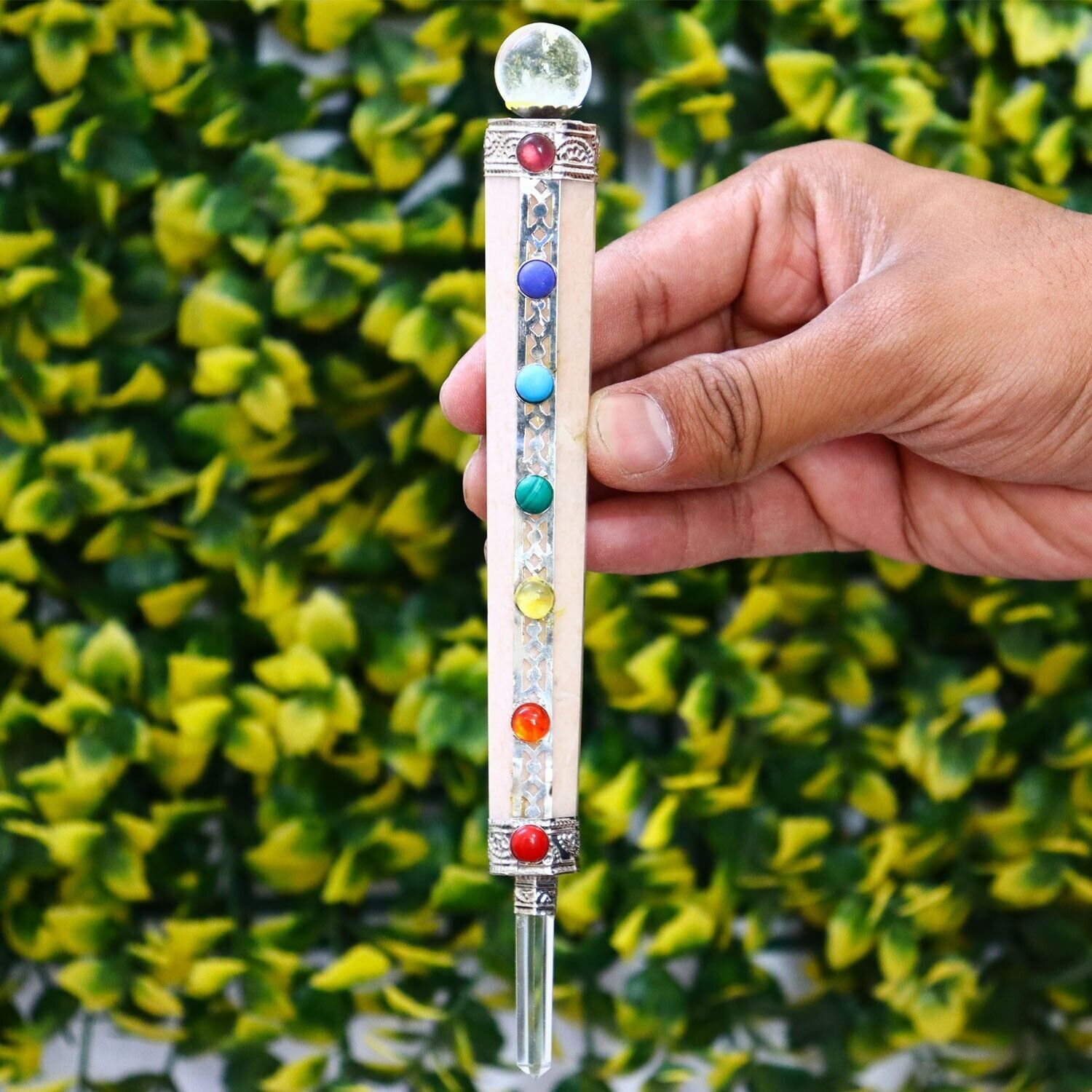 Moonstone 7 Chakra Crystal Massage Wand for Crystal Healing Reiki Reflex... - $39.55
