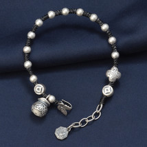 Handwoven Wax Rope Bracelet With Sterling Silver Good Fortune Money Bag Charm - £28.34 GBP