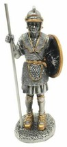 Pewter Medieval Halberdier Knight Guard With Pole Spear And Shield Figurine - $18.99