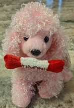 Ty Beanie Babies &quot;Pup-In-Love&quot; Pink Poodle Puppy Dog Bone MINT TAGS - £7.85 GBP