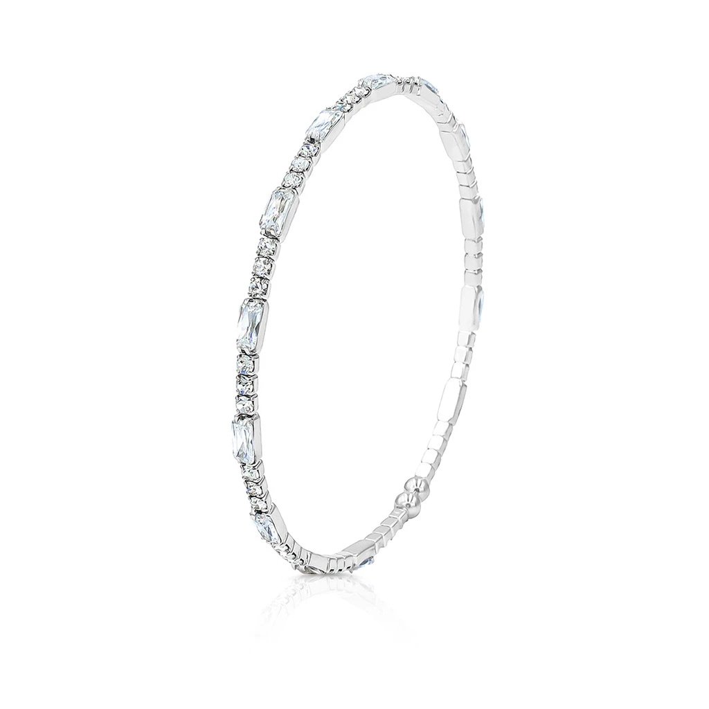 Emerald Single Row Austrian Crystal Circle Spiral Adjustable Open-End Br... - $109.99