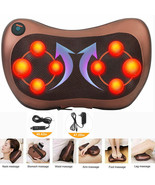 Electric Lumbar Neck Back Massage Pillow Kneading Cushion Heat Home Car ... - $53.69