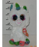 Ty Pixie the Unicorn 6&quot; Beanie Babies baby Boo plush toy white Pink Gree... - $9.85