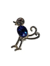 Vintage Bird Blue Crystal Clear Glass Rhinestone Brooch Pin - $11.96