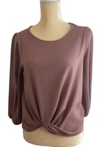 Pink Rose Juniors S Top 3/4 Sleeve Twist-Front Womens Size Small mauve c... - £7.82 GBP