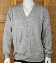 Harriton Anti Pill Sweater Mens Sz L Gray Heather VNeck Grandpa Cardigan... - $23.98