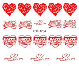 Nail art 3D decal stickers heart bow love valentine&#39;s day KoB-1264 - £2.38 GBP