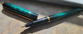 Vtg Elysee For Elegance Fountain Pen Green Black Germany Two New Ink Cartridges - £47.15 GBP