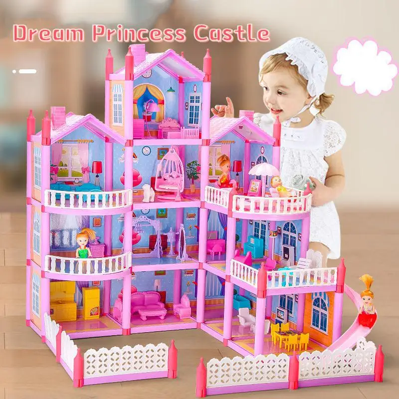 Children Doll House 3D Assembled Diy Manual Montessori House Villa Set Princess - £18.09 GBP+