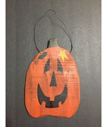 Wooden Halloween Pumpkin Shaped Hanging Door Decoration Hand Made/Hand P... - £9.30 GBP