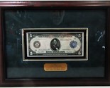 Five Dollar Large Blue Seal  Large Federal Reserve Note  1914 Framed - £470.77 GBP