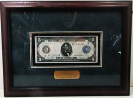 Five Dollar Large Blue Seal  Large Federal Reserve Note  1914 Framed - £472.32 GBP
