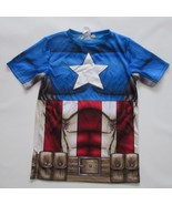 Marvel Comics Captain America Boy Cosplay T Shirt Comic Drawn Style Size... - $19.77