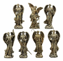 Bronzed Byzantine Orthodox Catholic Church Seven Archangels Statue Set 4.75&quot;Tall - £63.19 GBP