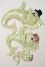 Vintage Freeman McFarlan Green Opalescent Three-piece Fish Family w/ hat... - £171.72 GBP