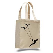 Flying bird swing- cotton canvas natural tote bag - £9.59 GBP