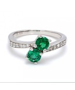 Natural emerald Promise rings, emerlad ring for women Lab Created Emeral... - £77.85 GBP