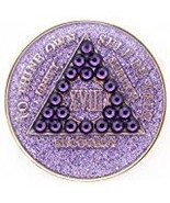 4 Year Purple Glitter with Lavender Swarovski Crystals Tri-Plate Alcohol... - £15.81 GBP