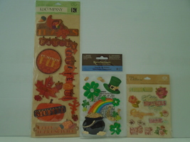 3 Packages of Holiday 3-D Holiday Stickers - Thanksgiving, Saint Patrick... - £9.43 GBP