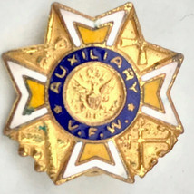 VFW Auxiliary Service Pin Vintage Gold Tone Enamel - $11.95