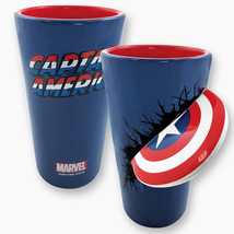 Captain America Shield Slam Molded 16 oz. Blue Ceramic Pint Glass NEW UNUSED - £9.30 GBP
