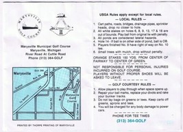 Golf Scorecard Marysville Golf Course Marysville Michigan - $3.95