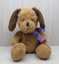 Gabitoy plush tan puppy dog brown ears purple bow hearts swirls USED - £4.81 GBP