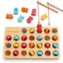 Coogam Wooden Magnetic Fishing Game, Fine Motor Skill Toy ABC Alphabet Color Sor - £36.64 GBP