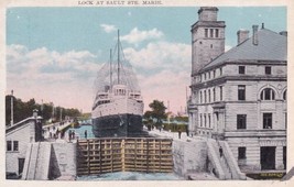 Lock at Sault Ste Marie in Sault Ste. Marie, Michigan MI Postcard D46 - £2.35 GBP