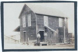Two Men Standing at Doorway of Old Two Story House - Late 1800s - £7.58 GBP