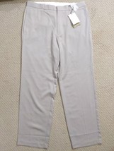 Cutter &amp; Buck Khaki Beige Flat Front Pants Poly Rayon 4-Pockets Size 35x32 NWT - £17.51 GBP