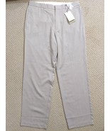 Cutter &amp; Buck Khaki Beige Flat Front Pants Poly Rayon 4-Pockets Size 35x... - $21.99