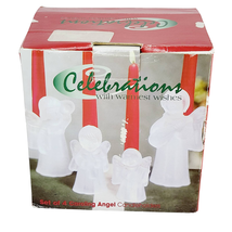 Frosted Crystal Angel Candle Stick Holders 6 Inch 4 Piece Set Caroling Christmas - £11.81 GBP