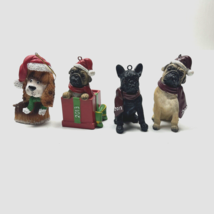 Lot of 4 Christmas Ornaments Dog Pug French Bulldog Terrier 2011 2012 2013 - £18.69 GBP