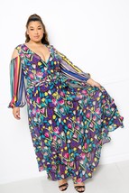 Women&#39;s Plus Size Multi Color Print Chiffon Maxi Dress (2XL) - £50.64 GBP