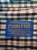 Pendleton Shirt Men&#39;s XL Short Sleeve Blue Plaid Button Up - £17.74 GBP
