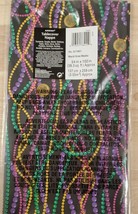 TWO (2) Mardi Gras Beads Plastic Tablecover Tablecloth 54x102 NEW in pkg - £10.22 GBP