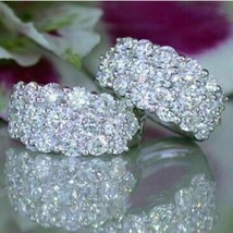 3.00Ct Round Cut Simulated Diamond Huggie Hoop Earrings In 14K White Gold Plated - £58.83 GBP