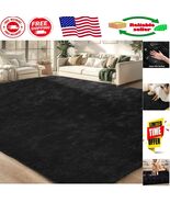 Ultra Soft 5x8 Machine Washable Black Area Rug - Fluffy Non-Slip Indoor ... - $97.90 CAD