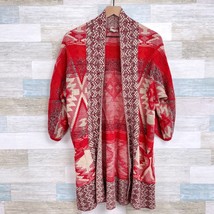Lucky Brand Sedona Aztec Western Long Cardigan Sweater Open Front Womens Medium - £43.51 GBP