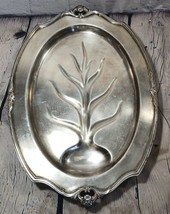 Wallace Baroque ? Platter Footed Silver Plate 17&quot; Meat Tray Juice Well &amp; Tree - £58.14 GBP