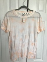 Victoria&#39;s Secret PINK Short Sleeve V Neck Tie Dye T-Shirt  Peach Size Large NWT - £11.70 GBP