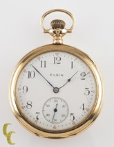 Elgin Open-Face 14k Yellow Gold Antique Pocket Watch Gr 364 12S 15J 1910 - £766.33 GBP