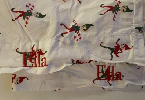 Pottery Barn Kids Elf On The Shelf Stand Pillowcases Cotton EMBROIDERED ELLA - $22.54